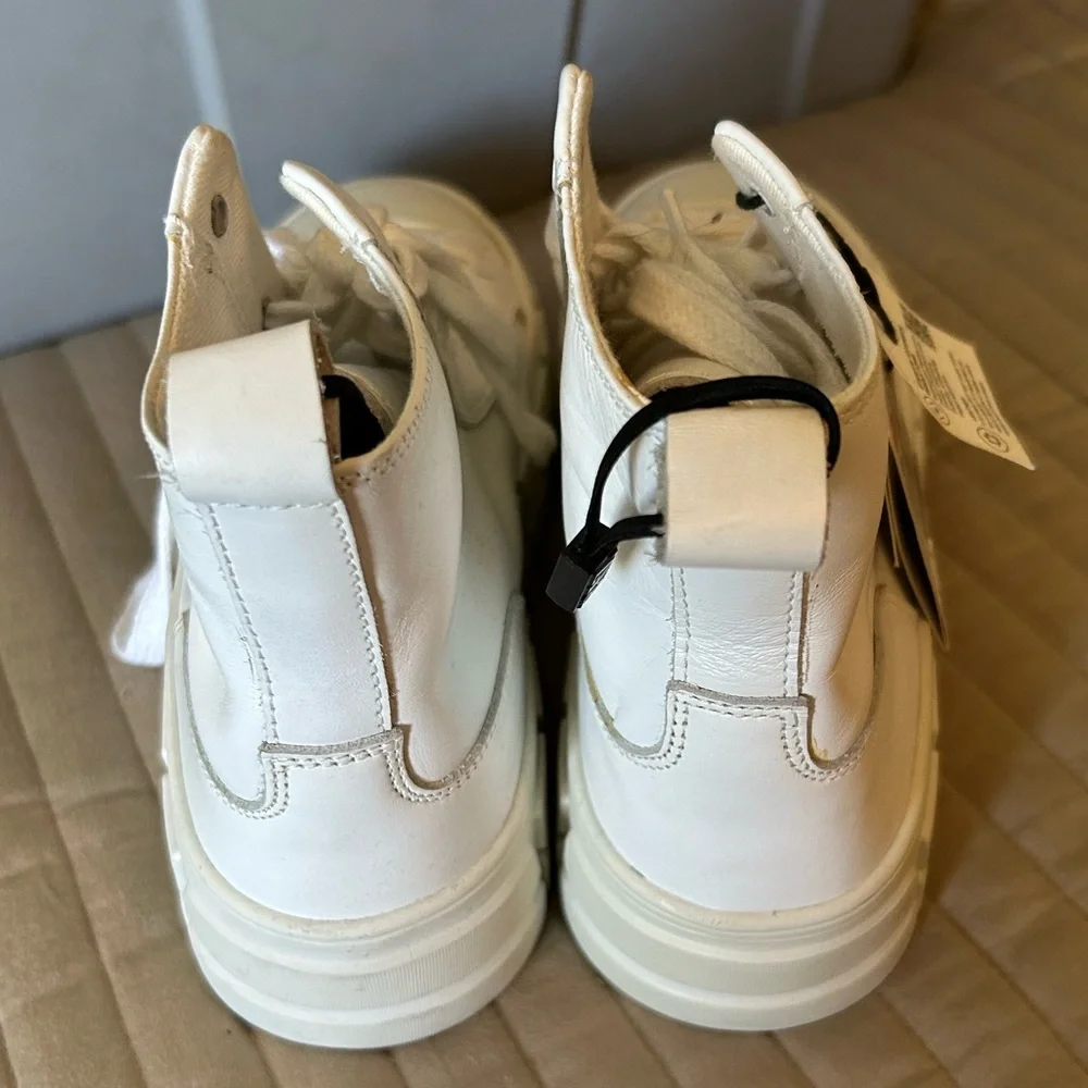 NWT Zara Leather Platform High-Top White Sneakers - Picture 3 of 8